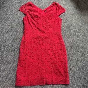 Chetta B Vibrant Red Lace Mini Sheath Dress Size 14 Romantic Valentines Day